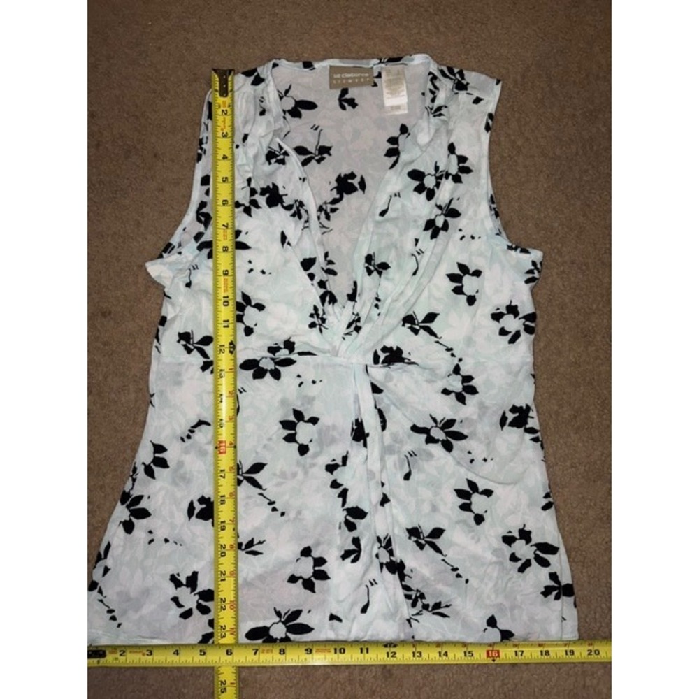 Liz Claiborne Lizwear Womens Large Floral V-Neck‎ Knot Sleeveless Blouse T22-20